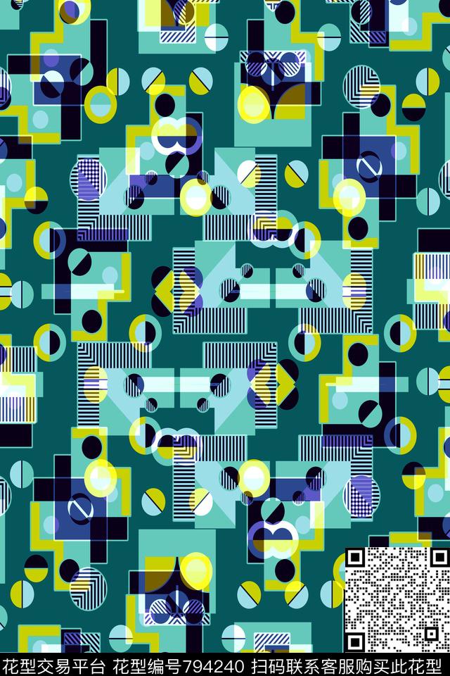 不规则几何小方块十字传统印花华亿平台下载（图片编号: 794240） - 瓦栏（Walan）