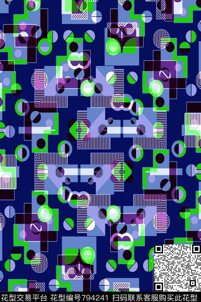不规则几何小方块十字传统印花华亿平台下载（图片编号: 794241） - 瓦栏（Walan）