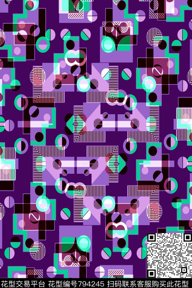 不规则几何小方块十字传统印花华亿平台下载（图片编号: 794245） - 瓦栏（Walan）