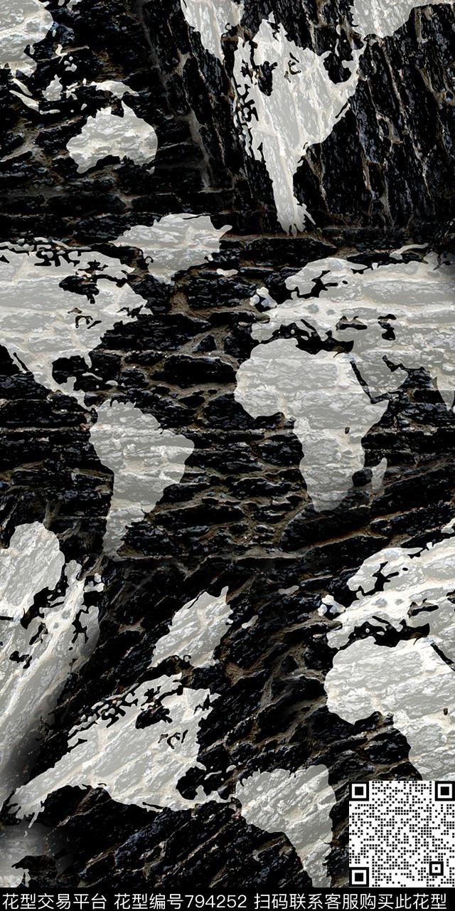 肌理黑白黑白华亿平台数码印花华亿平台下载（图片编号: 794252） - 瓦栏（Walan）