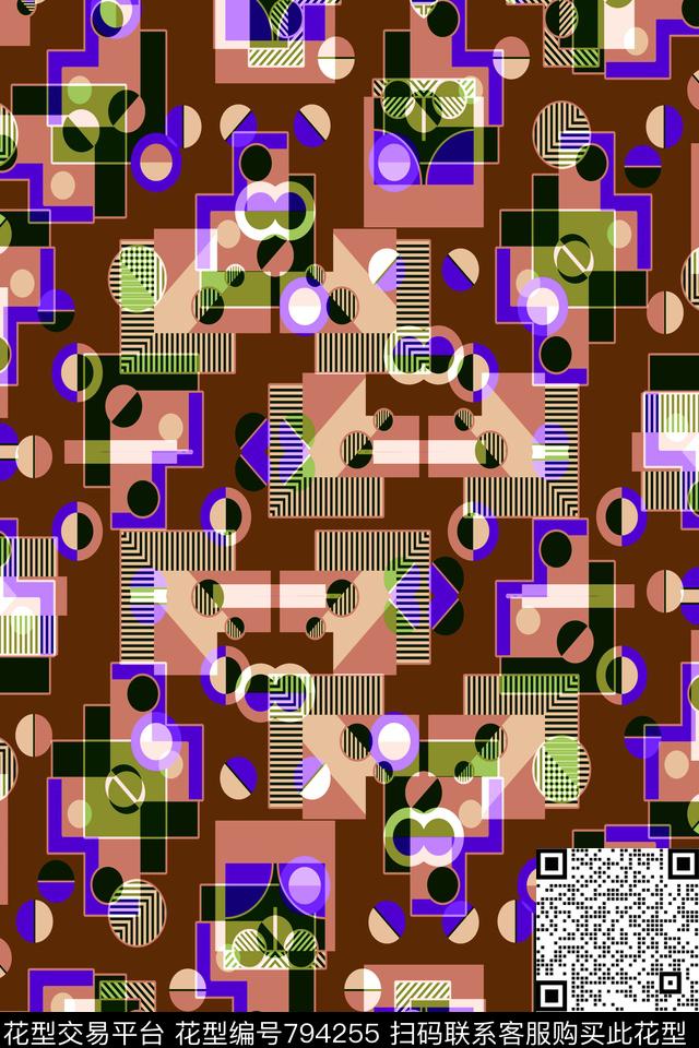 不规则几何小方块十字传统印花华亿平台下载（图片编号: 794255） - 瓦栏（Walan）