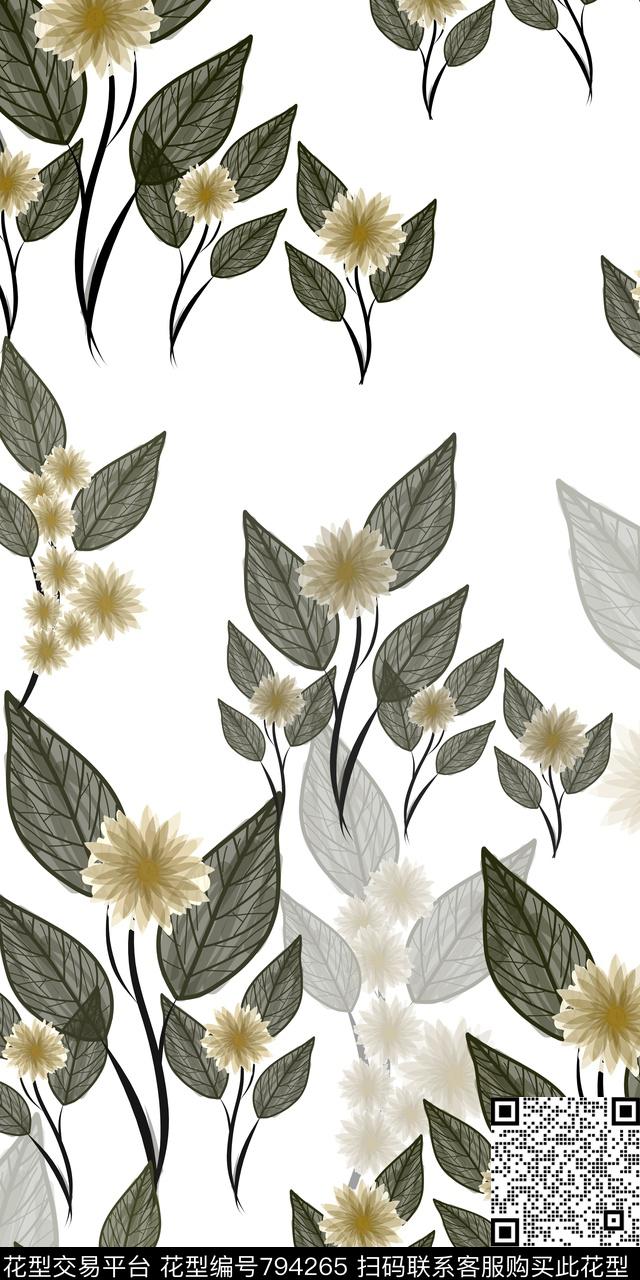 花卉枝丫数码数码印花华亿平台下载（图片编号: 794265） - 瓦栏（Walan）