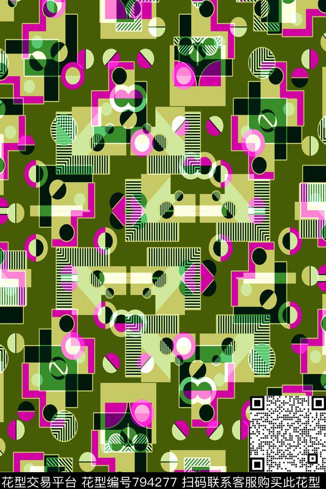 不规则几何小方块十字传统印花华亿平台下载（图片编号: 794277） - 瓦栏（Walan）