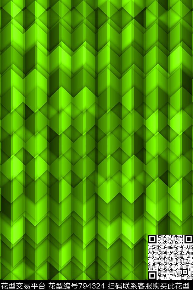 不规则几何小方块菱形传统印花华亿平台下载（图片编号: 794324） - 瓦栏（Walan）