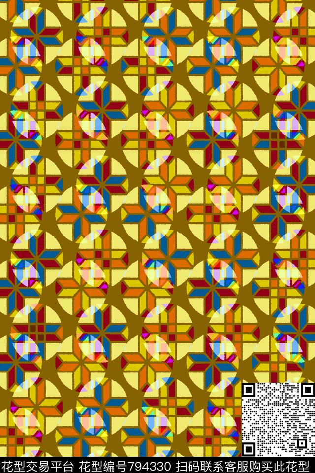色块圆圈不规则几何传统印花华亿平台下载（图片编号: 794330） - 瓦栏（Walan）