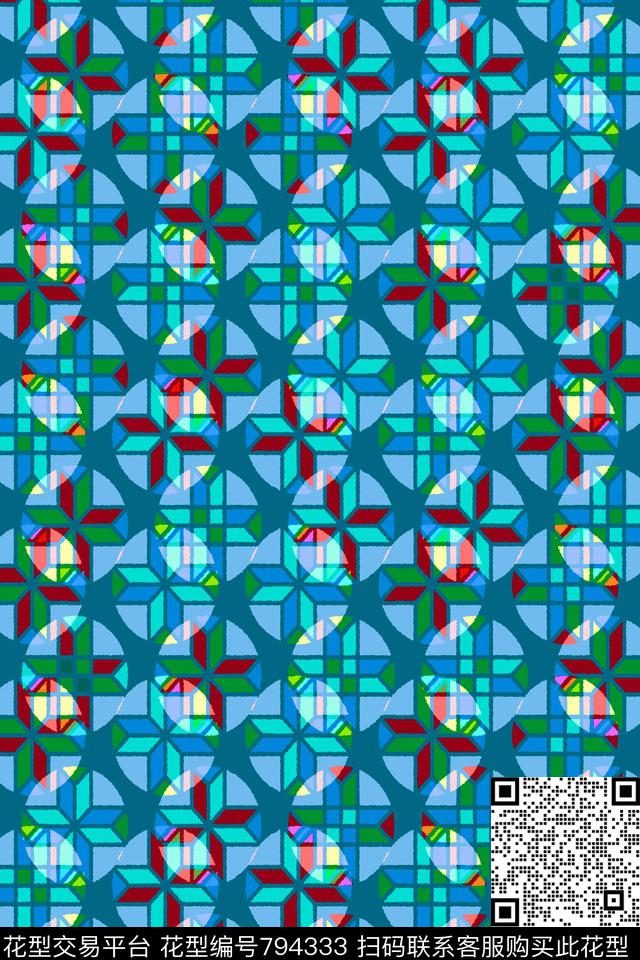 色块圆圈不规则几何传统印花华亿平台下载（图片编号: 794333） - 瓦栏（Walan）