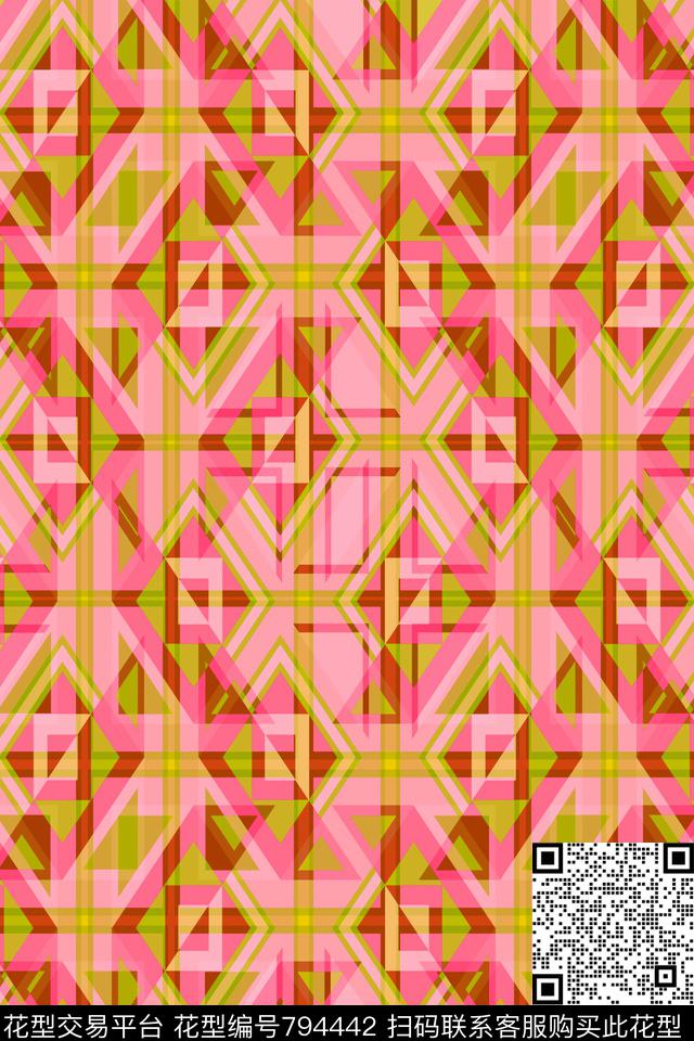 色块三角形菱形传统印花华亿平台下载（图片编号: 794442） - 瓦栏（Walan）