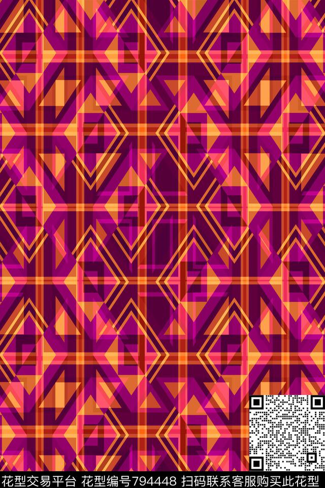 色块三角形菱形传统印花华亿平台下载（图片编号: 794448） - 瓦栏（Walan）