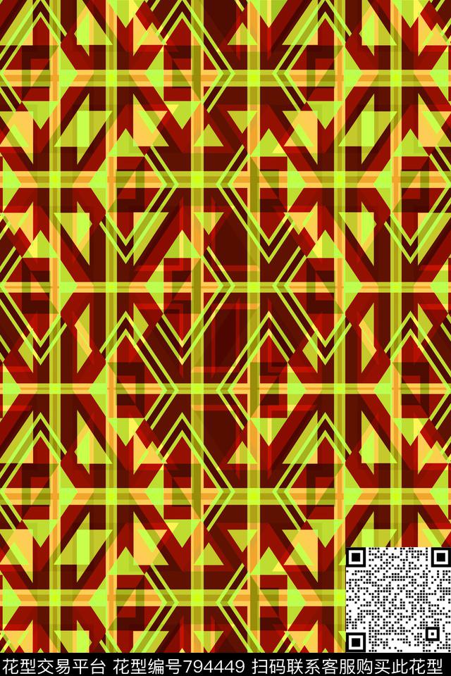 色块三角形菱形传统印花华亿平台下载（图片编号: 794449） - 瓦栏（Walan）