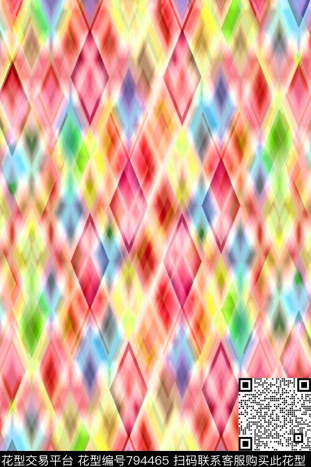 菱形色块三角形传统印花华亿平台下载（图片编号: 794465） - 瓦栏（Walan）