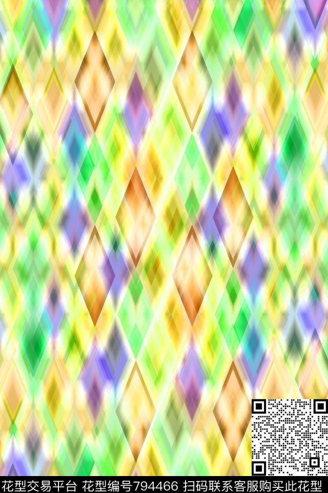 菱形色块三角形传统印花华亿平台下载（图片编号: 794466） - 瓦栏（Walan）