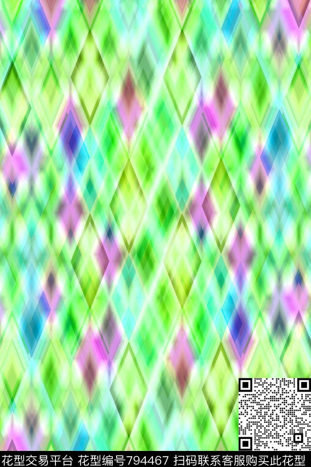 菱形色块三角形传统印花华亿平台下载（图片编号: 794467） - 瓦栏（Walan）