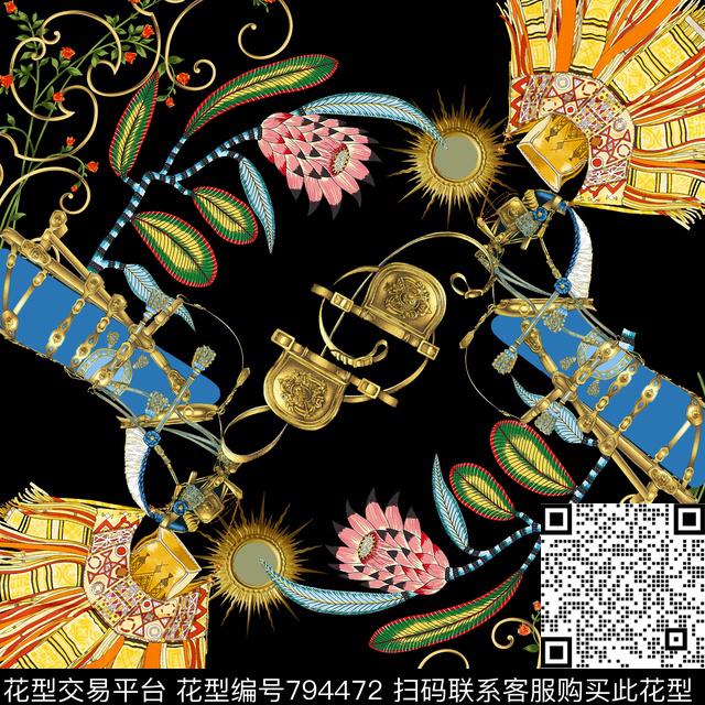 欧式丝巾大牌数码印花华亿平台下载（图片编号: 794472） - 瓦栏（Walan）