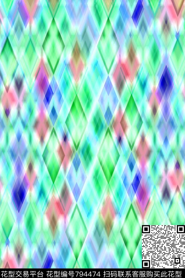 菱形色块三角形传统印花华亿平台下载（图片编号: 794474） - 瓦栏（Walan）
