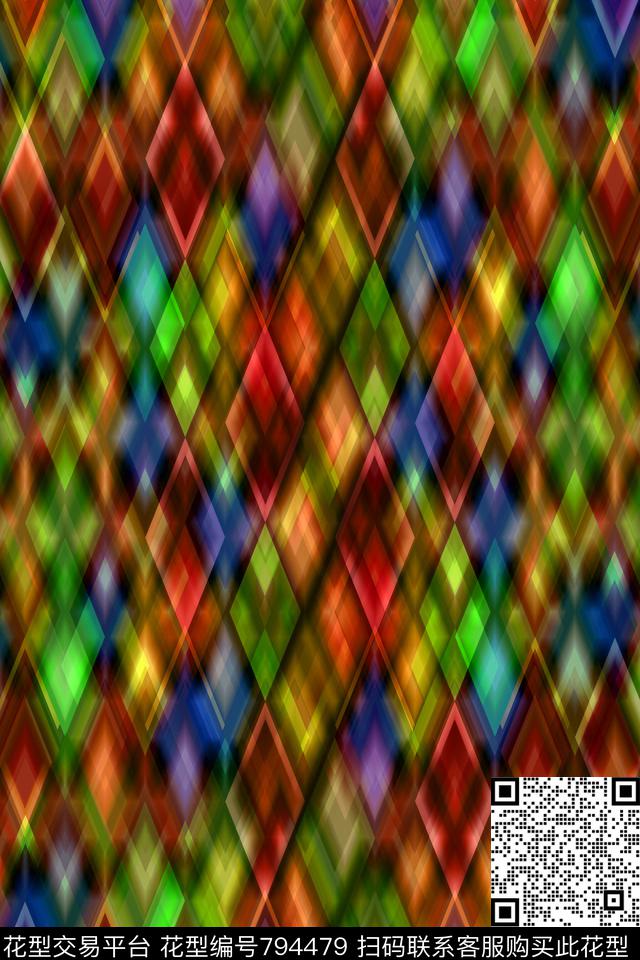 菱形色块三角形传统印花华亿平台下载（图片编号: 794479） - 瓦栏（Walan）