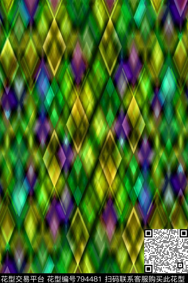 菱形色块三角形传统印花华亿平台下载（图片编号: 794481） - 瓦栏（Walan）