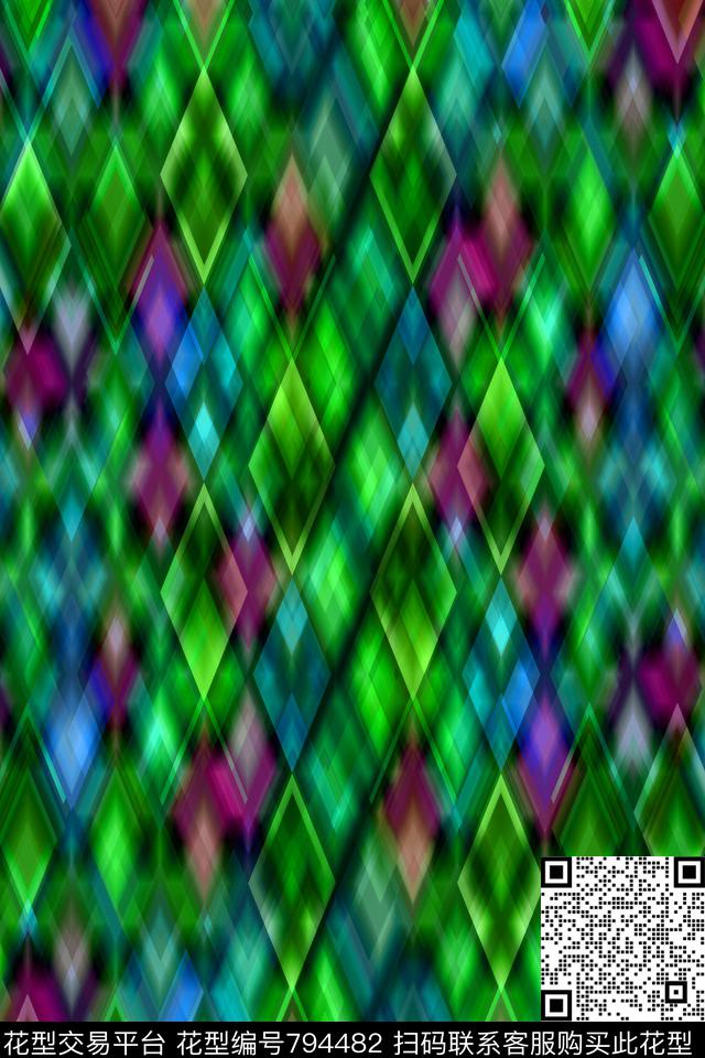 菱形色块三角形传统印花华亿平台下载（图片编号: 794482） - 瓦栏（Walan）