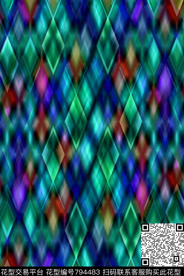 菱形色块三角形传统印花华亿平台下载（图片编号: 794483） - 瓦栏（Walan）