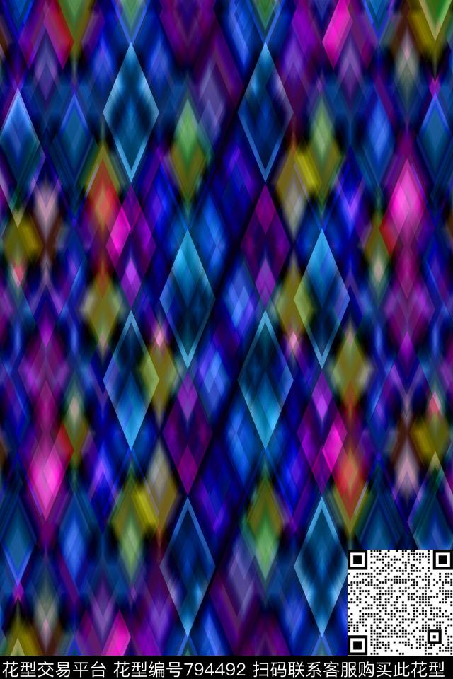菱形色块三角形传统印花华亿平台下载（图片编号: 794492） - 瓦栏（Walan）