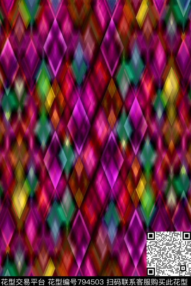 菱形色块三角形传统印花华亿平台下载（图片编号: 794503） - 瓦栏（Walan）