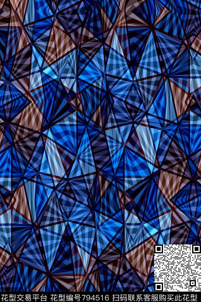 菱形色块三角形传统印花华亿平台下载（图片编号: 794516） - 瓦栏（Walan）