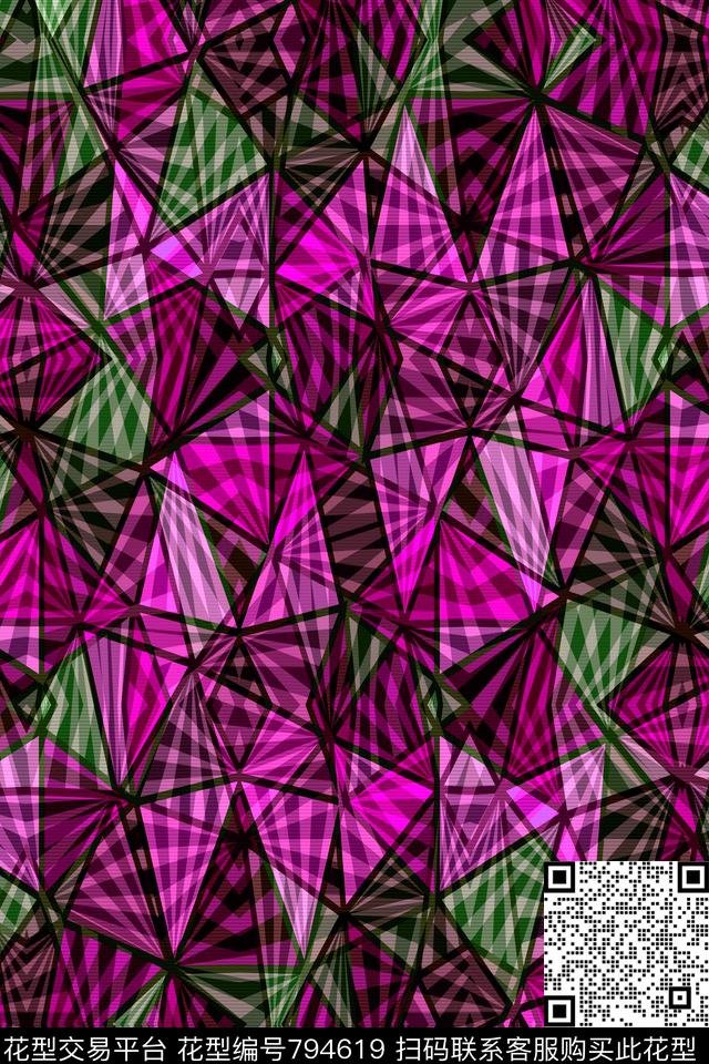菱形色块三角形传统印花华亿平台下载（图片编号: 794619） - 瓦栏（Walan）