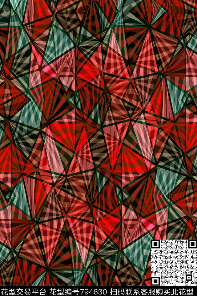 菱形色块三角形传统印花华亿平台下载（图片编号: 794630） - 瓦栏（Walan）