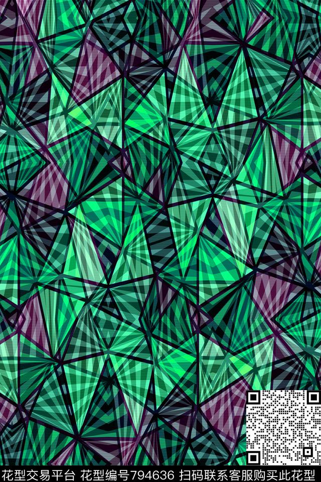 菱形色块三角形传统印花华亿平台下载（图片编号: 794636） - 瓦栏（Walan）