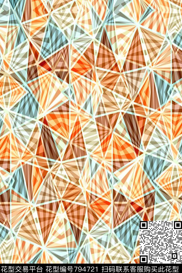 菱形色块三角形传统印花华亿平台下载（图片编号: 794721） - 瓦栏（Walan）