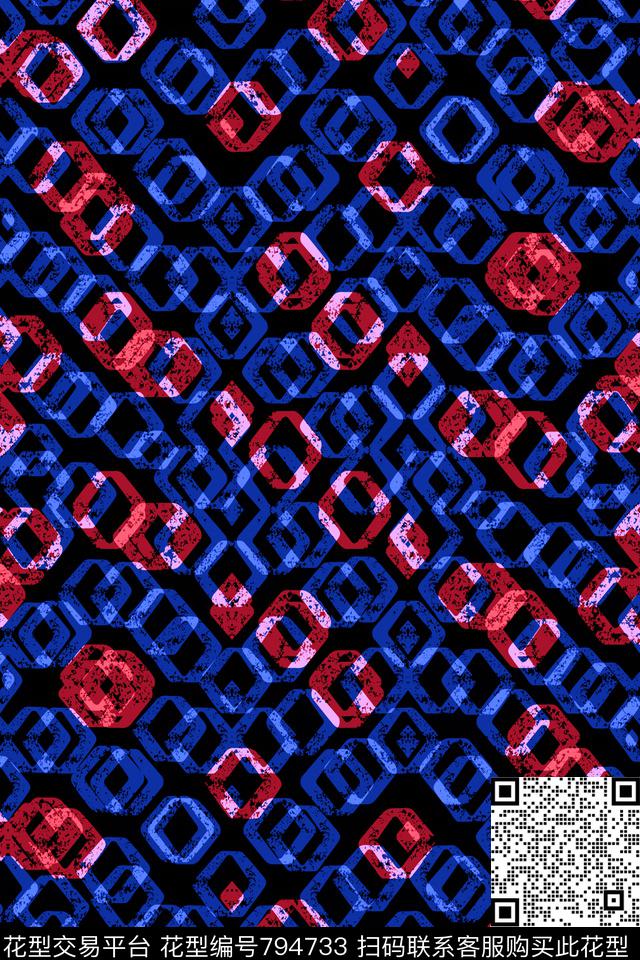 三角形色块菱形传统印花华亿平台下载（图片编号: 794733） - 瓦栏（Walan）