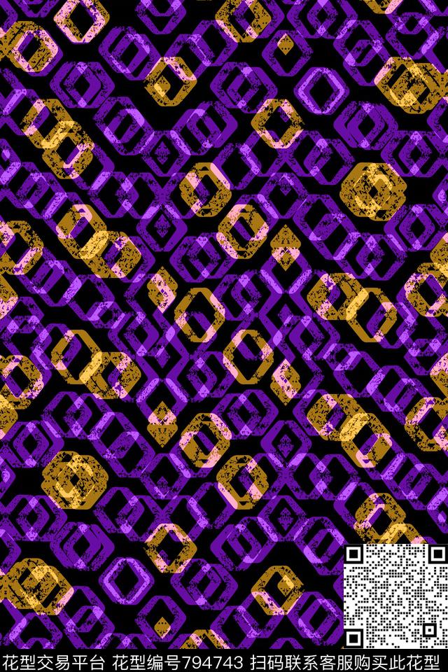 三角形色块菱形传统印花华亿平台下载（图片编号: 794743） - 瓦栏（Walan）