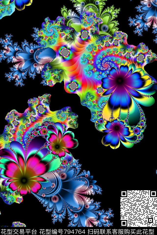 抽象分形几何数码印花华亿平台下载（图片编号: 794764） - 瓦栏（Walan）