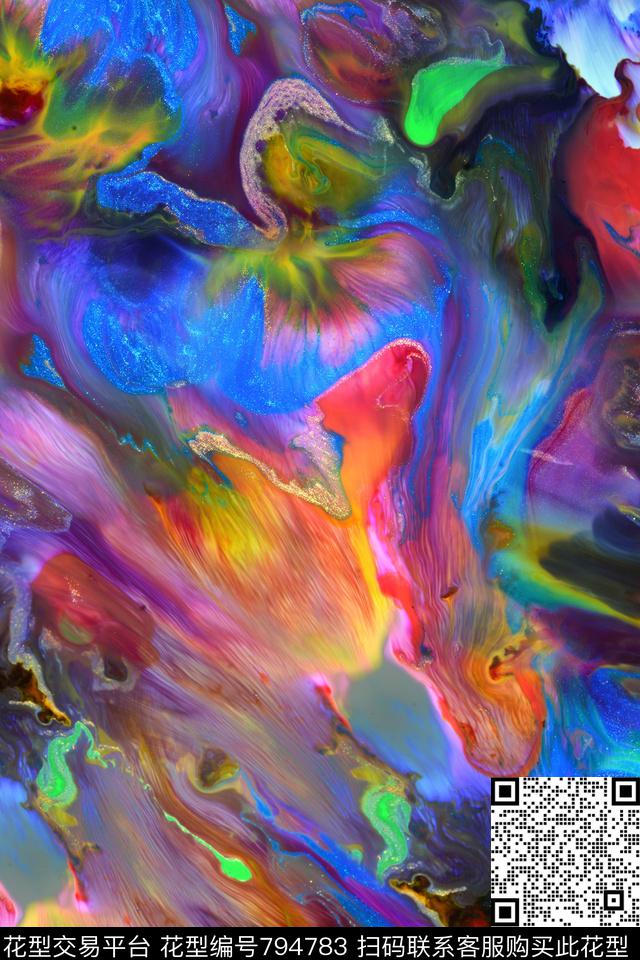 抽象水彩肌理数码印花华亿平台下载（图片编号: 794783） - 瓦栏（Walan）