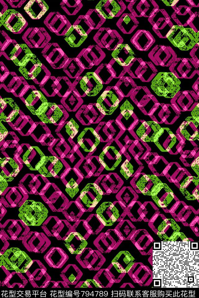 三角形色块菱形传统印花华亿平台下载（图片编号: 794789） - 瓦栏（Walan）