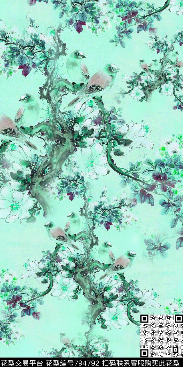 花朵花卉花鸟数码印花华亿平台下载（图片编号: 794792） - 瓦栏（Walan）