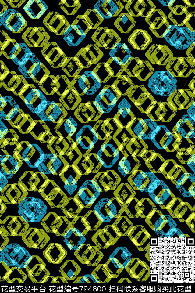 三角形色块菱形传统印花华亿平台下载（图片编号: 794800） - 瓦栏（Walan）