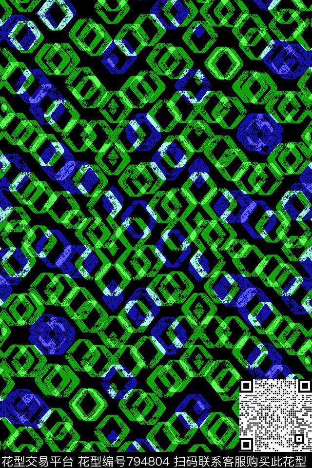 三角形色块菱形传统印花华亿平台下载（图片编号: 794804） - 瓦栏（Walan）