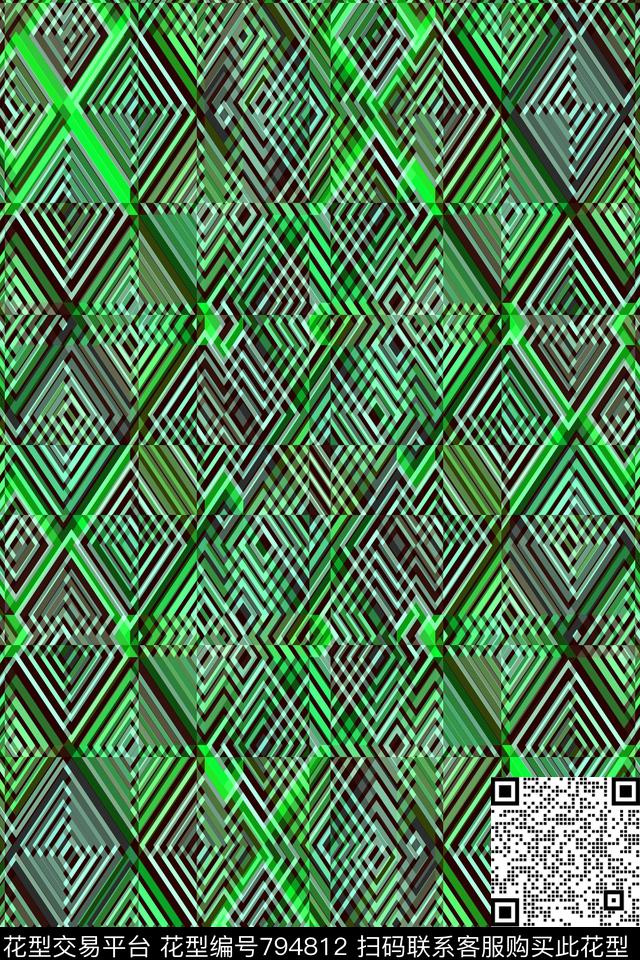 菱形几何条纹三角形传统印花华亿平台下载（图片编号: 794812） - 瓦栏（Walan）