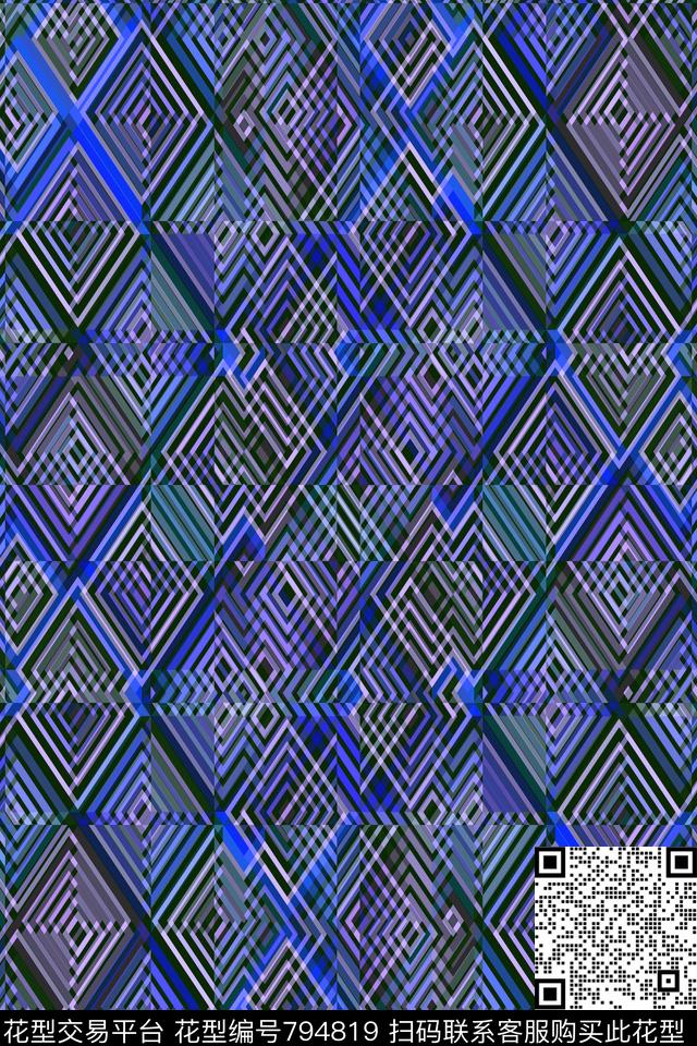 菱形几何条纹三角形传统印花华亿平台下载（图片编号: 794819） - 瓦栏（Walan）