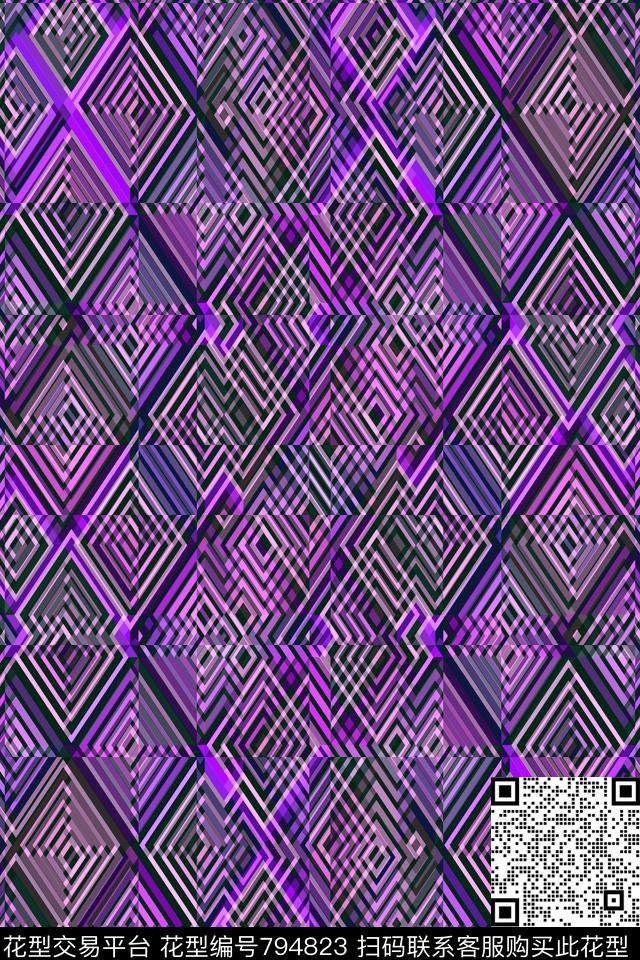 菱形几何条纹三角形传统印花华亿平台下载（图片编号: 794823） - 瓦栏（Walan）