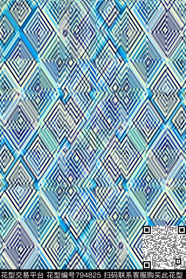 菱形几何条纹三角形传统印花华亿平台下载（图片编号: 794825） - 瓦栏（Walan）