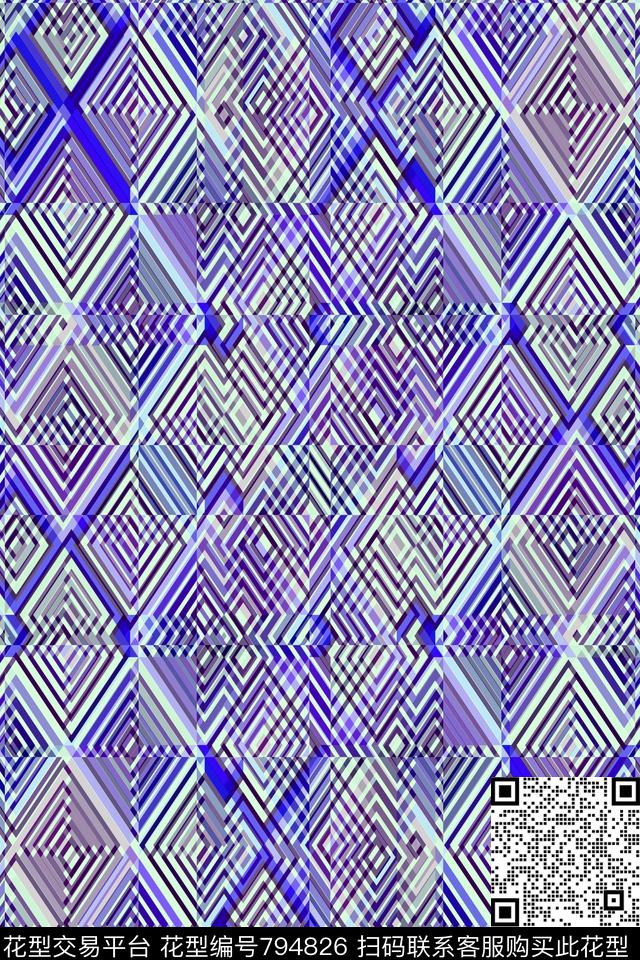 菱形几何条纹三角形传统印花华亿平台下载（图片编号: 794826） - 瓦栏（Walan）