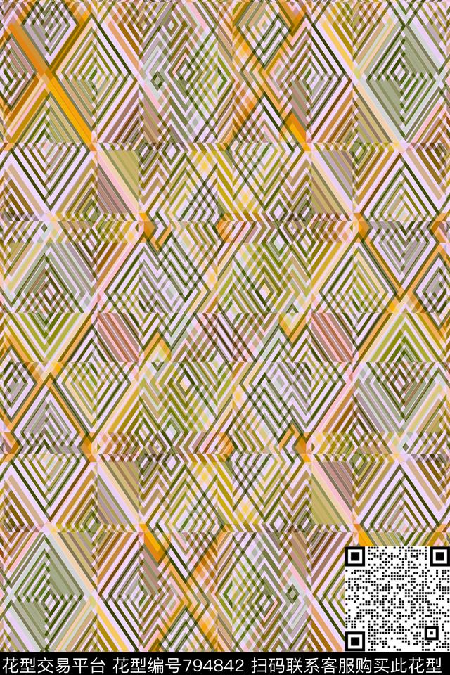 菱形几何条纹三角形传统印花华亿平台下载（图片编号: 794842） - 瓦栏（Walan）
