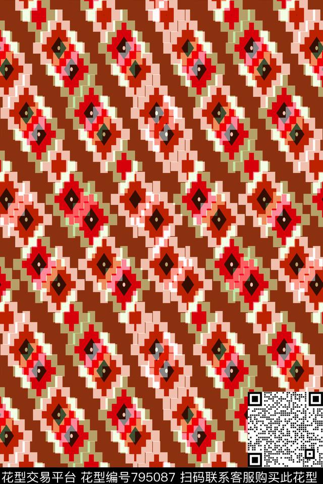 不规则几何小方块马赛克传统印花华亿平台下载（图片编号: 795087） - 瓦栏（Walan）