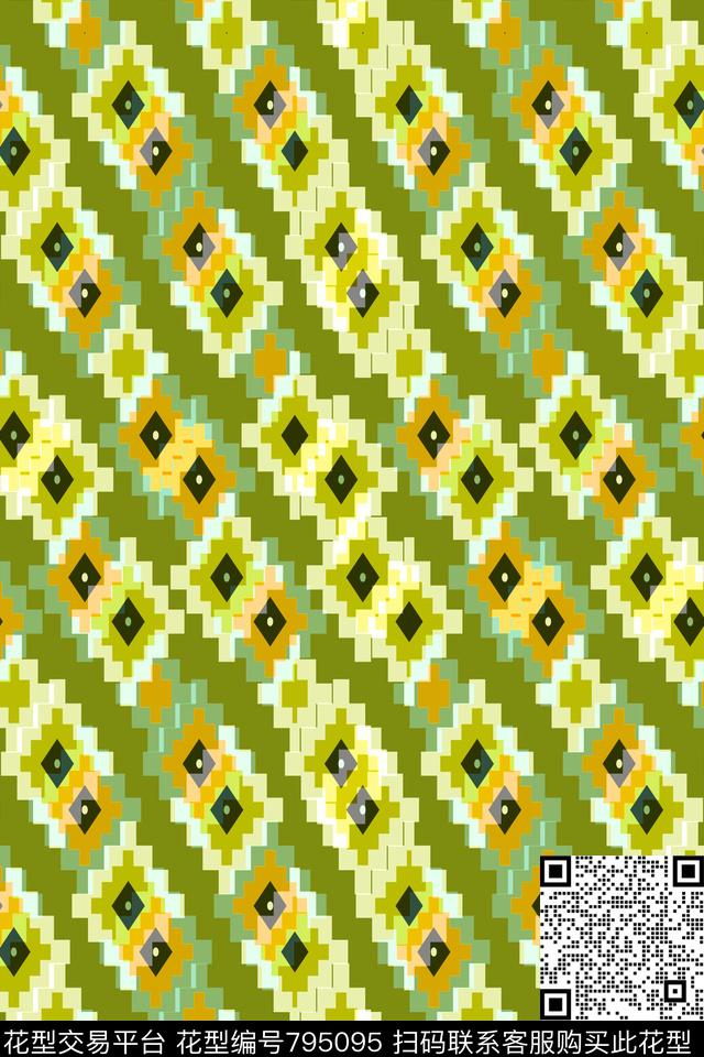 不规则几何小方块马赛克传统印花华亿平台下载（图片编号: 795095） - 瓦栏（Walan）