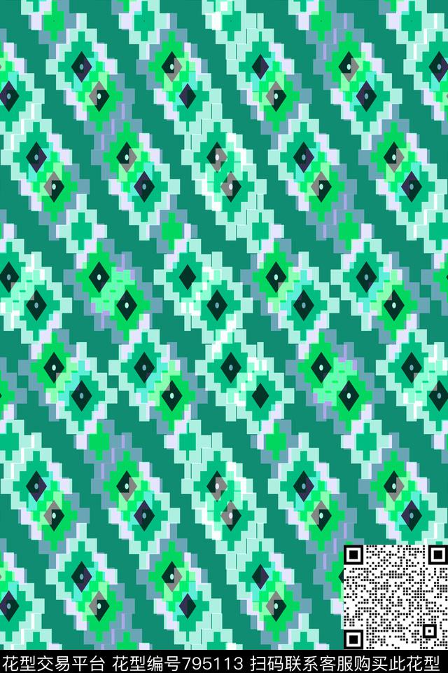 不规则几何小方块马赛克传统印花华亿平台下载（图片编号: 795113） - 瓦栏（Walan）