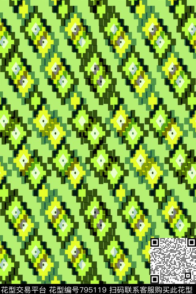 不规则几何小方块马赛克传统印花华亿平台下载（图片编号: 795119） - 瓦栏（Walan）