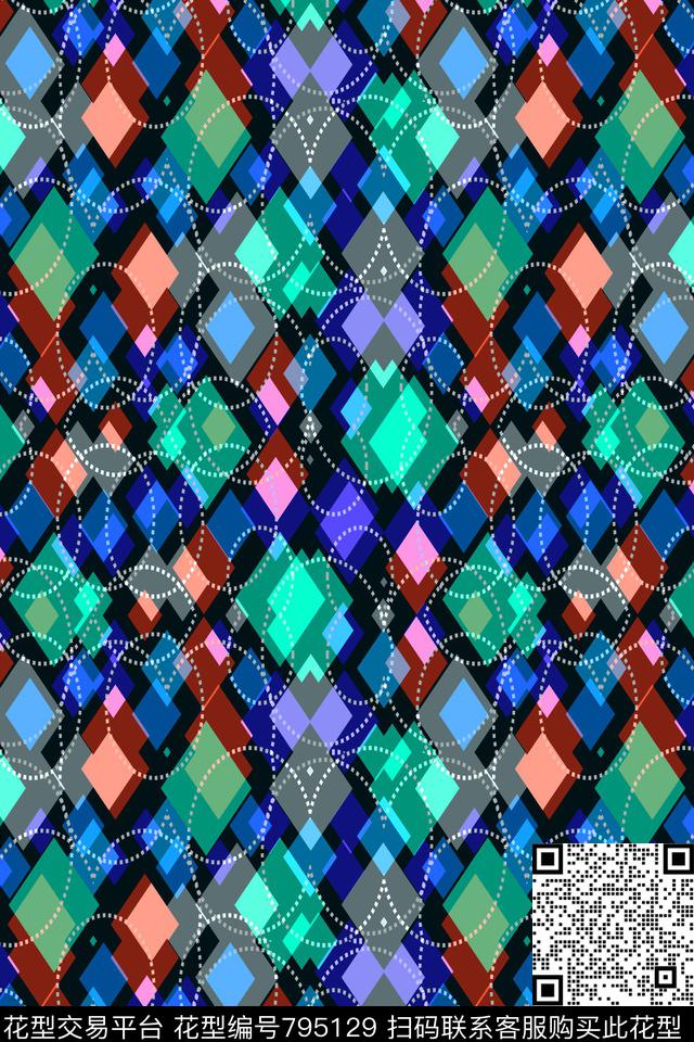 不规则几何小方块马赛克传统印花华亿平台下载（图片编号: 795129） - 瓦栏（Walan）