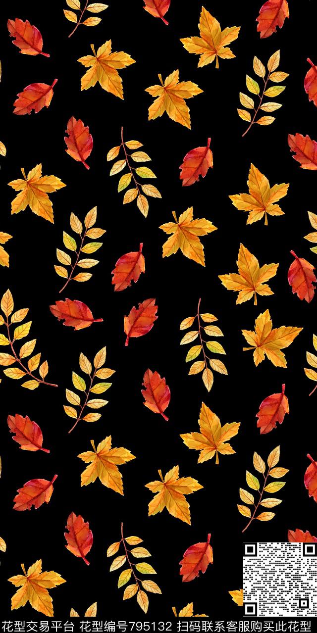 花卉花瓣树叶数码印花华亿平台下载（图片编号: 795132） - 瓦栏（Walan）