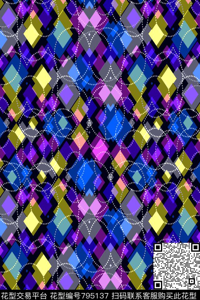 不规则几何小方块马赛克传统印花华亿平台下载（图片编号: 795137） - 瓦栏（Walan）